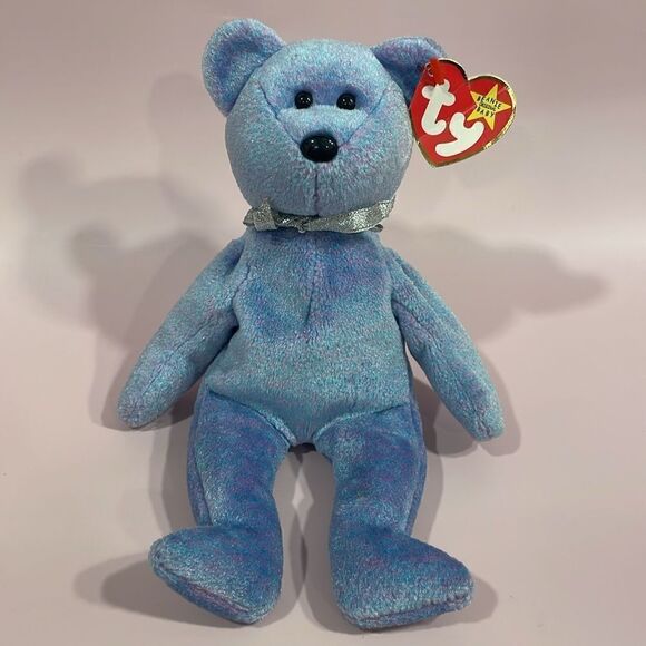 Vintage Ty Beanie Baby Clubby II the Bear Excellent Condition NWT Blue/Purple 9” - Picture 6 of 9